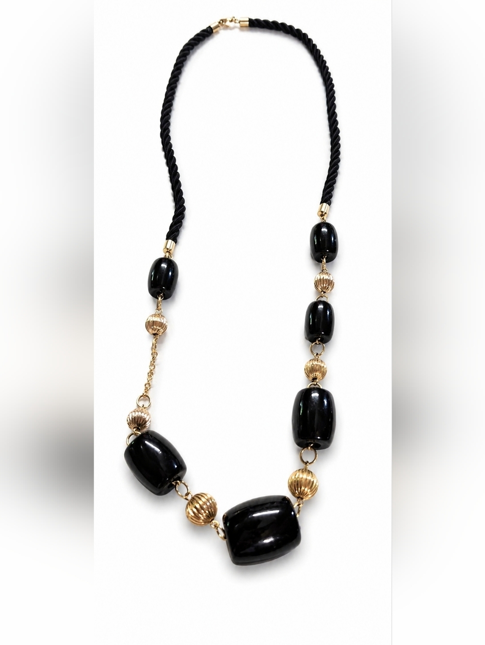 BEADED BLACK AND GOLD Statement Necklace
